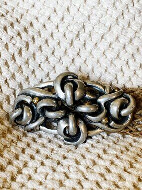 VTG Connie Bates Fahrenheit NY Anemone Statement Belt Pewter Brass